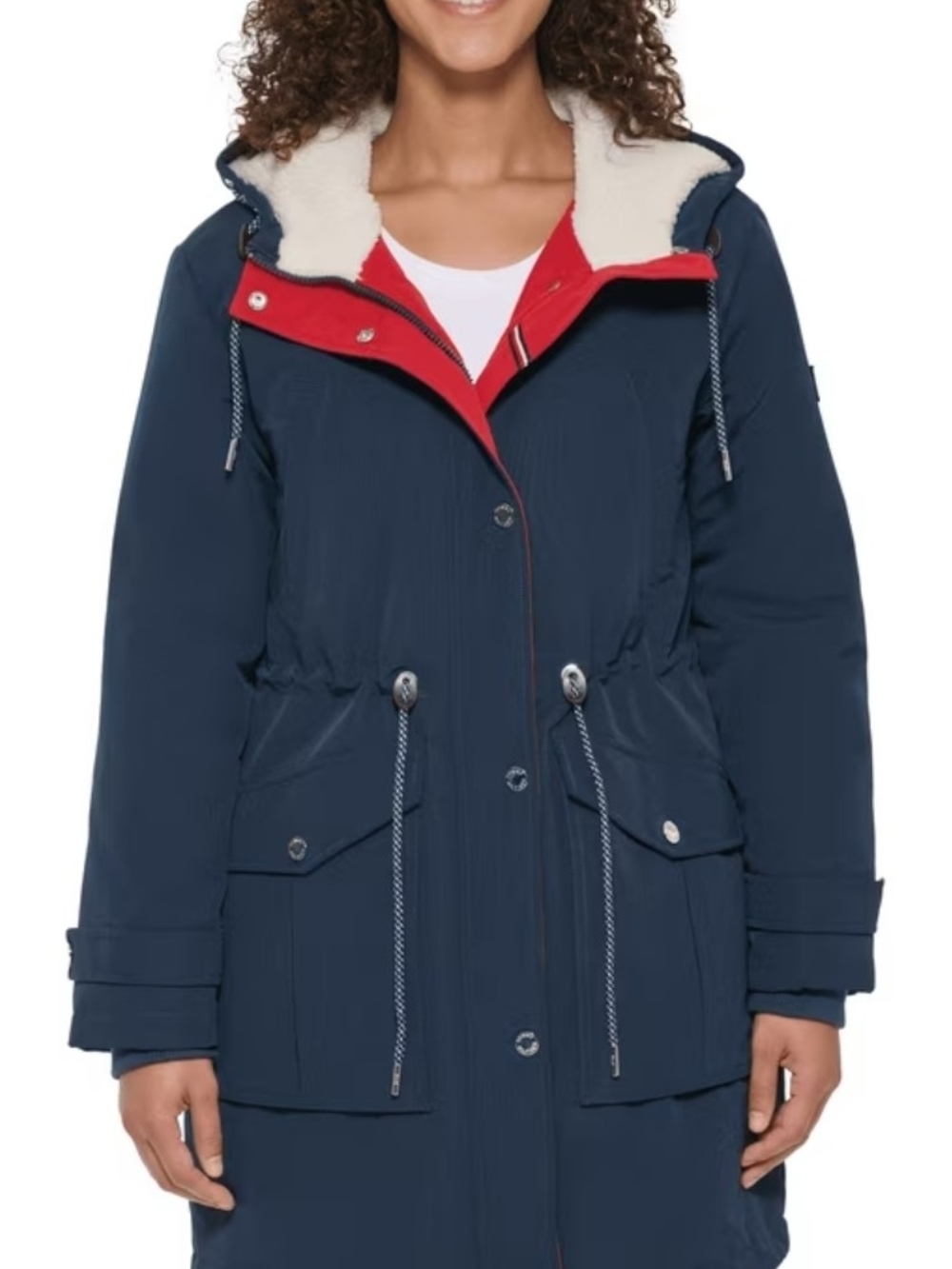 Tommy Hilfiger Woman Sherpa Lined Hooded Parka Jacket Navy